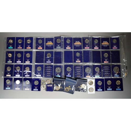 394 - Three Change Checker Commemorative Coin Sets of 50 pence, £2 and £5 coins, (15 coins), 16 x £2 coins... 