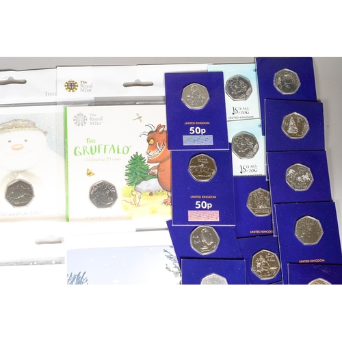 398 - UK COINS: A collection of current pictorial back 50 pence pieces all of children's story themes, inc... 