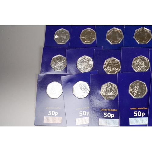 398 - UK COINS: A collection of current pictorial back 50 pence pieces all of children's story themes, inc... 