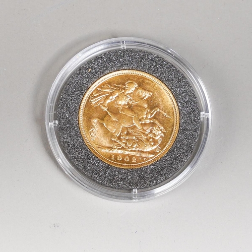 401 - An Edward VII 1902 Sydney mint gold full sovereign, comes with The London Mint Office documentation ... 