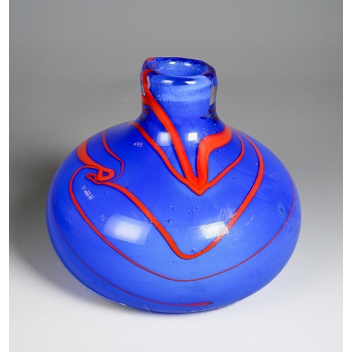 403 - A 1970's English Studio Glass blue and red glass vase by C V Ramsay, circa 1977, height 11cm  [1]