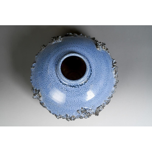 404 - A Glit of Iceland Ragnar Kjartansson lava ceramic bowl with blue mottled upper section, central rais... 