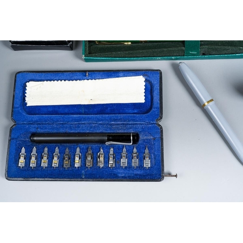 410 - Assorted boxed Pens, single and sets, fountain and ballpoint sets including Pierre Farber, Cross, Pe... 