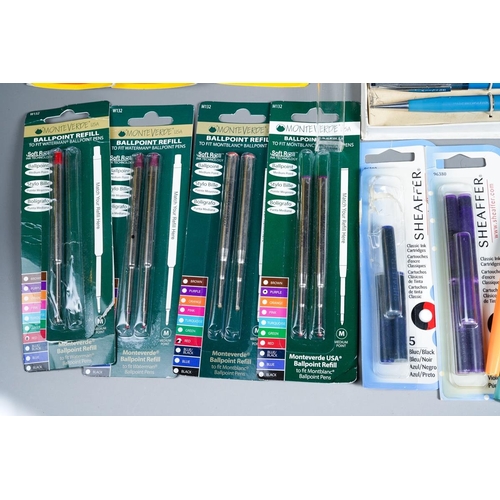 411 - Assorted fountain pens and cartridges to include: 3 x German Newo pens; Parker 