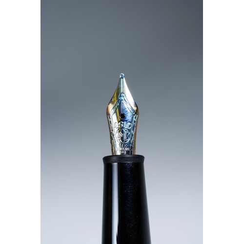 421 - A Montblanc Meisterstuck black and gilt Fountain pen with two-tone 14k gold nib stamped 4810, the cl... 