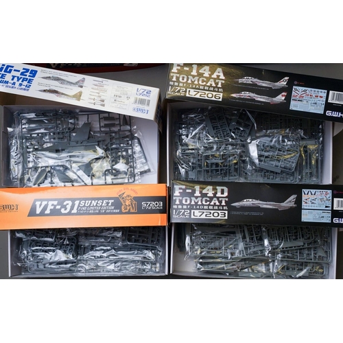 460 - Seven boxed G.W.H scale model kits to include: 1:48 Su-27UBM Ukrainian Air Force Flanker-C model no ... 