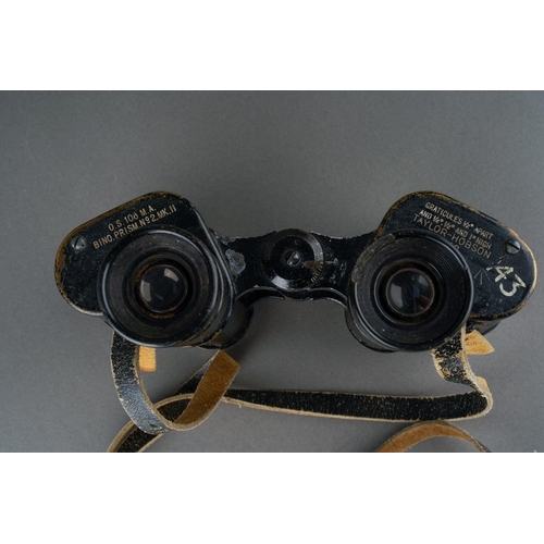 6 - A pair of WWII Taylor-Hobson 1942 military binoculars, serial number 289636 with leather strap [1]