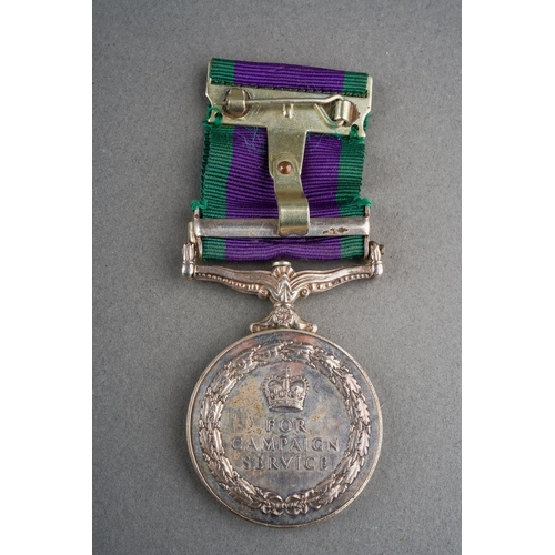 26 - ERII General Service Medal with Northern Ireland Clasp to 24536688 Pte AG Harvey, RAOC. Complete wit... 