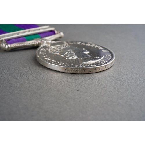 30 - ERII General Service Medal with Malaya Clasp to 4076195 LAC KS Merrick, RAF. Complete with ribbon.