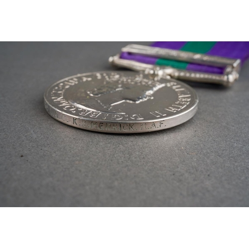 30 - ERII General Service Medal with Malaya Clasp to 4076195 LAC KS Merrick, RAF. Complete with ribbon.