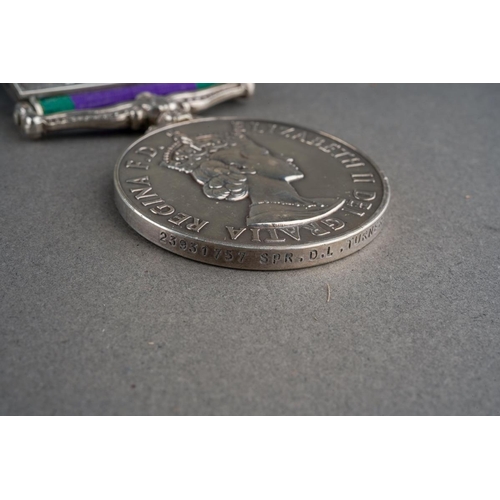 31 - ERII General Service Medal with Borneo Clasp to 23931757 Spr. DL Turner, Royal Engineers. Complete w... 