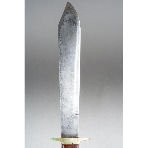 38 - Commemorative Bowie Knife with heavy single edged blade 265mm in length with etched design of a stea... 
