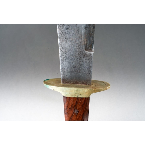 38 - Commemorative Bowie Knife with heavy single edged blade 265mm in length with etched design of a stea... 