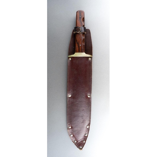 38 - Commemorative Bowie Knife with heavy single edged blade 265mm in length with etched design of a stea... 