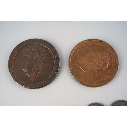 126 - An assorted Lot of coins to include silver 3rd British & foreign, a 1797 Penny (F/VF), 1826 Penny (V... 