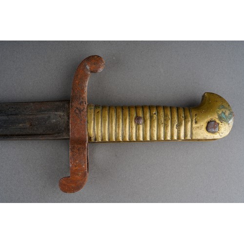 2 - A French 1842 pattern bayonet with steel hilt, the blade engraved and dated 1860., approx 69.5cm [1]