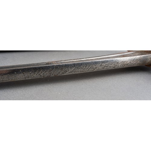 2 - A French 1842 pattern bayonet with steel hilt, the blade engraved and dated 1860., approx 69.5cm [1]