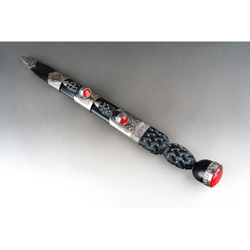 5 - Scottish Dirk with fullered double edged blade 293mm in length, no makers mark. Black resin grip. Ov... 