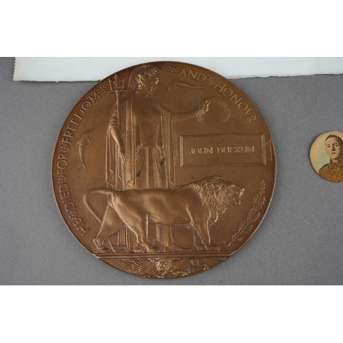 20 - A Great War Memorial Plaque to John Ducklin. 
Memorial Plaque – John Ducklin
Condition GVF, at some ... 