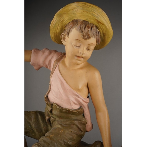 251 - Two early 20th Century Goldschneider Reproduction Reservee polychrome terracotta large figures inclu... 