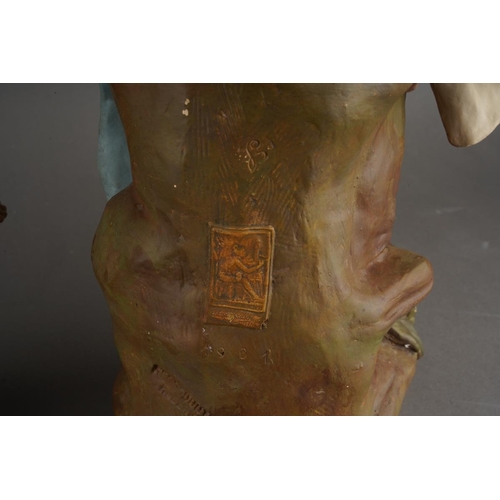 251 - Two early 20th Century Goldschneider Reproduction Reservee polychrome terracotta large figures inclu... 