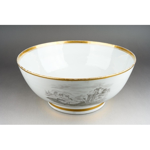 254 - An early 19th Century Chamberlain Worcester large punch bowl decorated with large bat prints of past... 