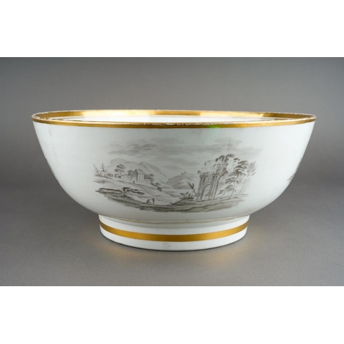 254 - An early 19th Century Chamberlain Worcester large punch bowl decorated with large bat prints of past... 