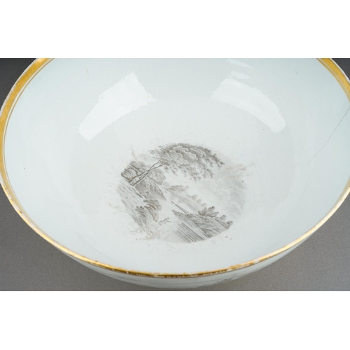 254 - An early 19th Century Chamberlain Worcester large punch bowl decorated with large bat prints of past... 