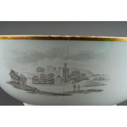 254 - An early 19th Century Chamberlain Worcester large punch bowl decorated with large bat prints of past... 