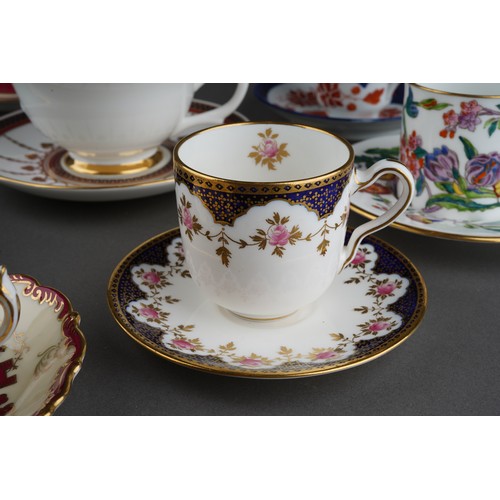 264 - A group of eight mostly British 20th/21st century assorted cups and saucers, comprising three Wedgwo... 