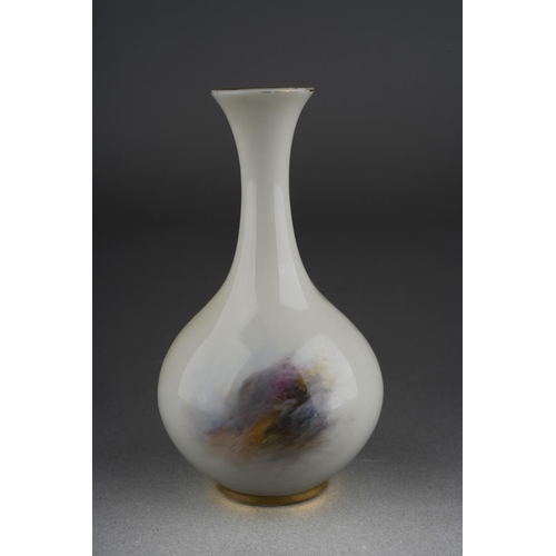 273 - A Royal Worcester miniature onion shaped vase decorated with Highland cattle by Harry Stinton, signe... 