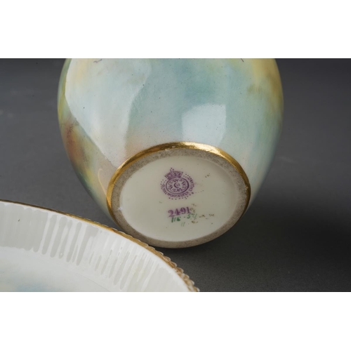275 - A pair of Royal Worcester squat baluster vases painted with cock and hen pheasants, one signed A. Wa... 