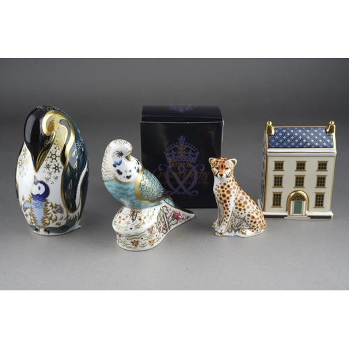 281 - Four Royal Crown Derby paperweights, comprising Georgian Town House (moulded stopper), limited editi... 