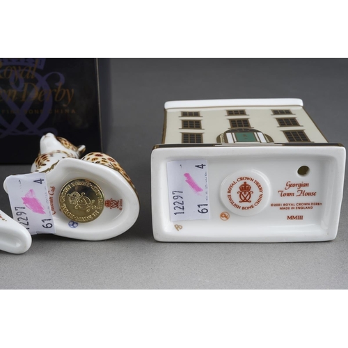 281 - Four Royal Crown Derby paperweights, comprising Georgian Town House (moulded stopper), limited editi... 