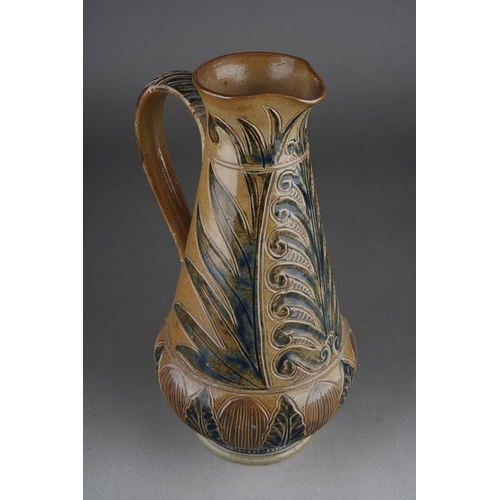 285 - A late 19th century Doulton Lambeth Arthur B. Barlow conical stoneware jug with rounded belly, incis... 
