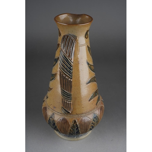 285 - A late 19th century Doulton Lambeth Arthur B. Barlow conical stoneware jug with rounded belly, incis... 