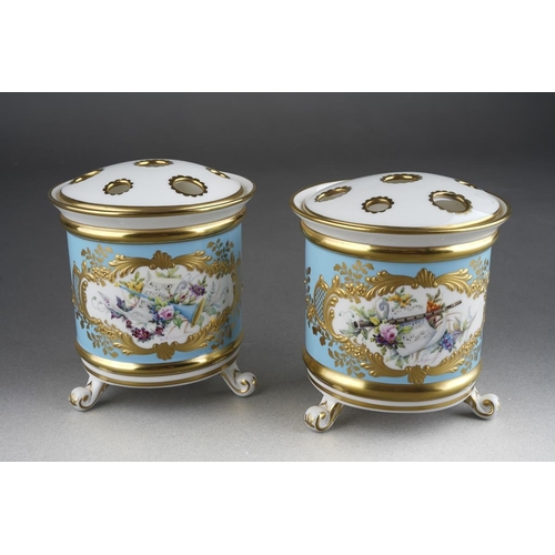 287 - A Pair of Lynton Porcelain Company Bone China Stefan Nowacki decorated cylindrical pot pourri vases ... 