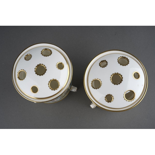 287 - A Pair of Lynton Porcelain Company Bone China Stefan Nowacki decorated cylindrical pot pourri vases ... 