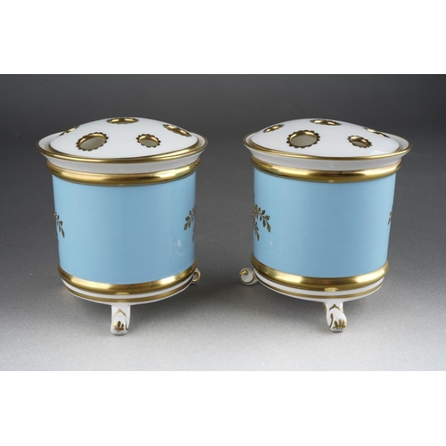 287 - A Pair of Lynton Porcelain Company Bone China Stefan Nowacki decorated cylindrical pot pourri vases ... 