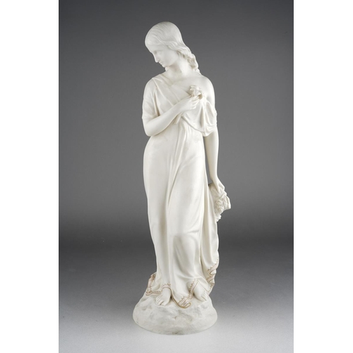 298 - A Victorian Copeland Parian figure of Purity with gilt highlights to hem of robe, brown printed CRYS... 