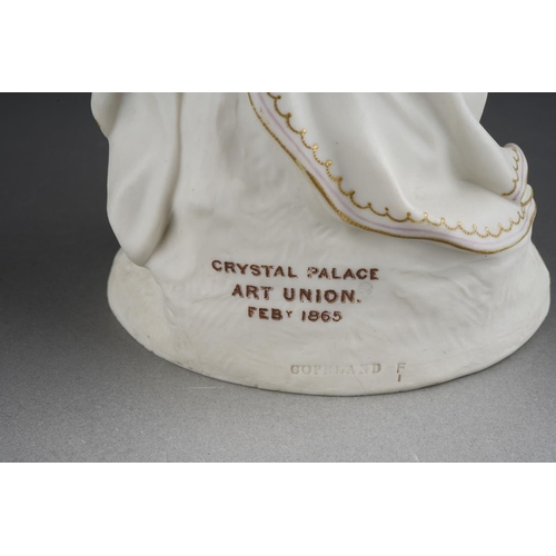 298 - A Victorian Copeland Parian figure of Purity with gilt highlights to hem of robe, brown printed CRYS... 