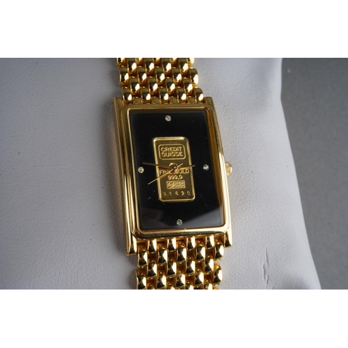 1022 - Brooks & Bentley ladies Gold plated watch fitted with 999.9 fine gold 1gram gold ingot, in original ... 