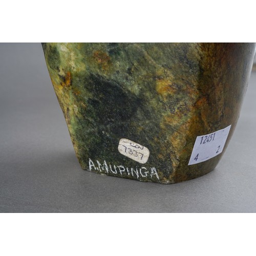 47 - Andrew Mapinga / Mupinga (South African B.1966-) Angel, a serpentine abstract sculpture, signed towa... 