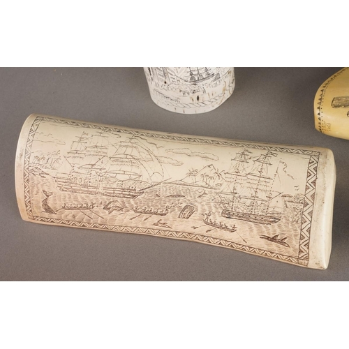 62 - Faux Scrimshaw to include: Whale tooth Tamaahmaah Chincilla; Whale bone 
