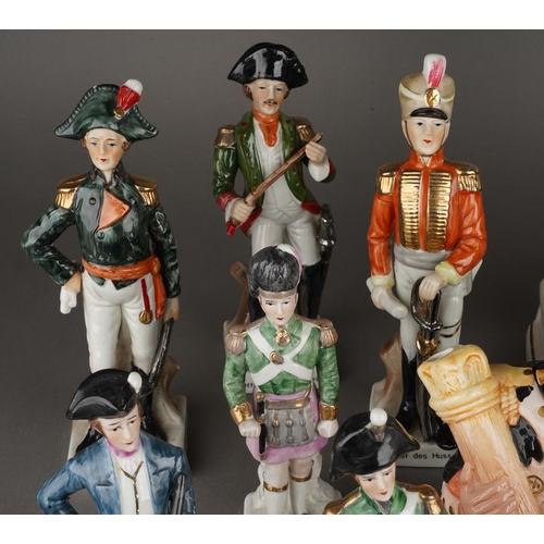 83 - A set of six French porcelain Napoleonic soldiers including: Grenadier Guard, Cavalry Officer, Infan... 