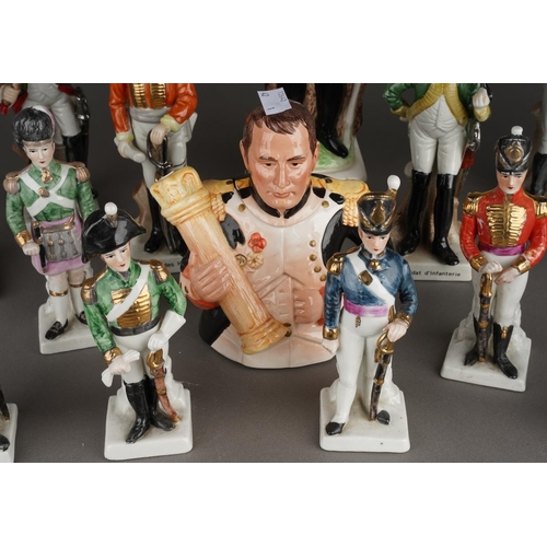 83 - A set of six French porcelain Napoleonic soldiers including: Grenadier Guard, Cavalry Officer, Infan... 