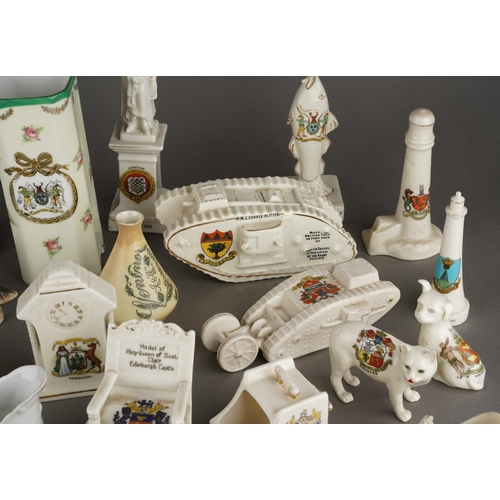 90 - Assorted souvenir crested ware, factories including W A Smith, Swan, Carlton, Willow, Tuscan etc, mo... 
