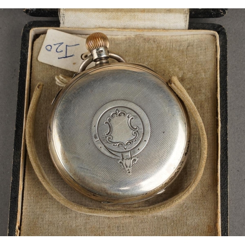 108 - A Victorian silver cased open face pocket watch, white enamel dial with Roman numerals., movement no... 