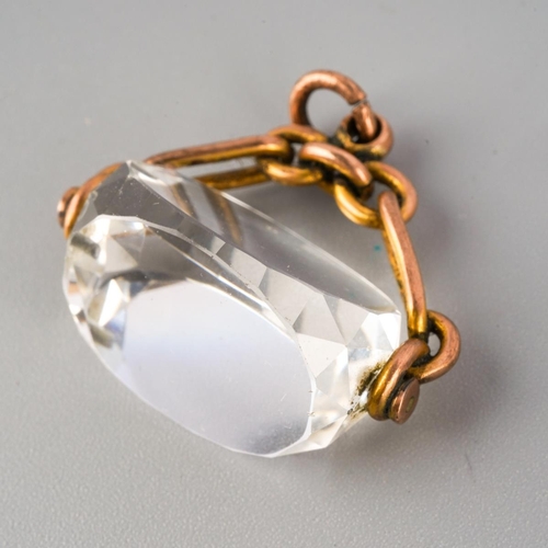 116 - A late Victorian 9ct gold rock crystal swivel fob, circa 1880. With faceted rock crystal, hallmarked... 