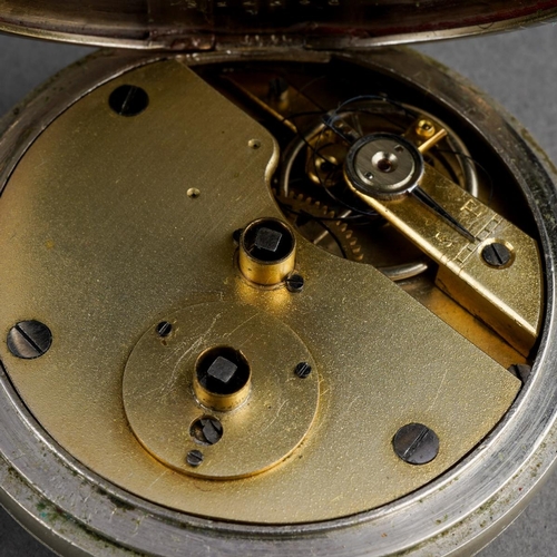 281 - An early 20th Century silver plated open face key wind pocket watch, white enamel dial with Roman nu... 